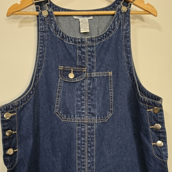 Vintage Casual Dark Blue Denim Overall Dress - Picture 2 of 4